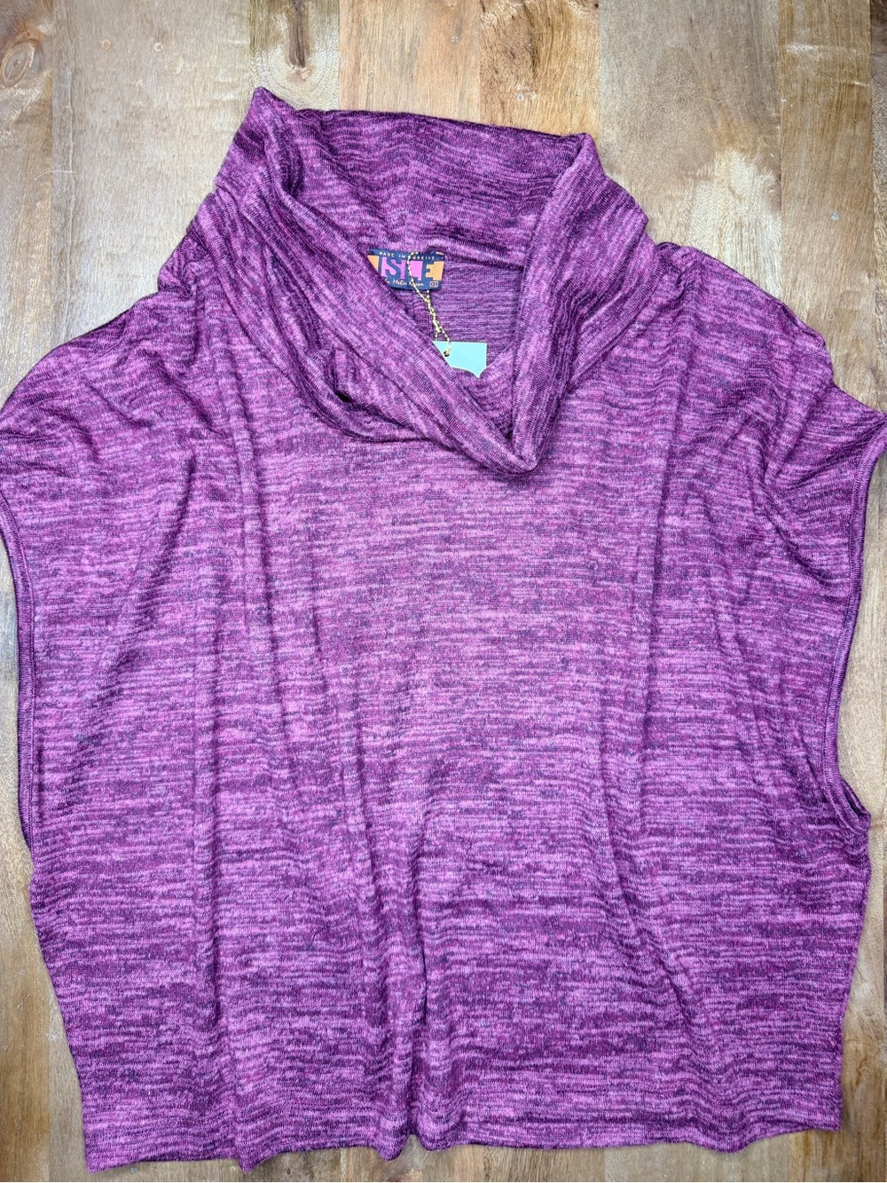 ISLE Purple Heathered Knit Cowl Neck Sleeveless Top Women’s Size XL